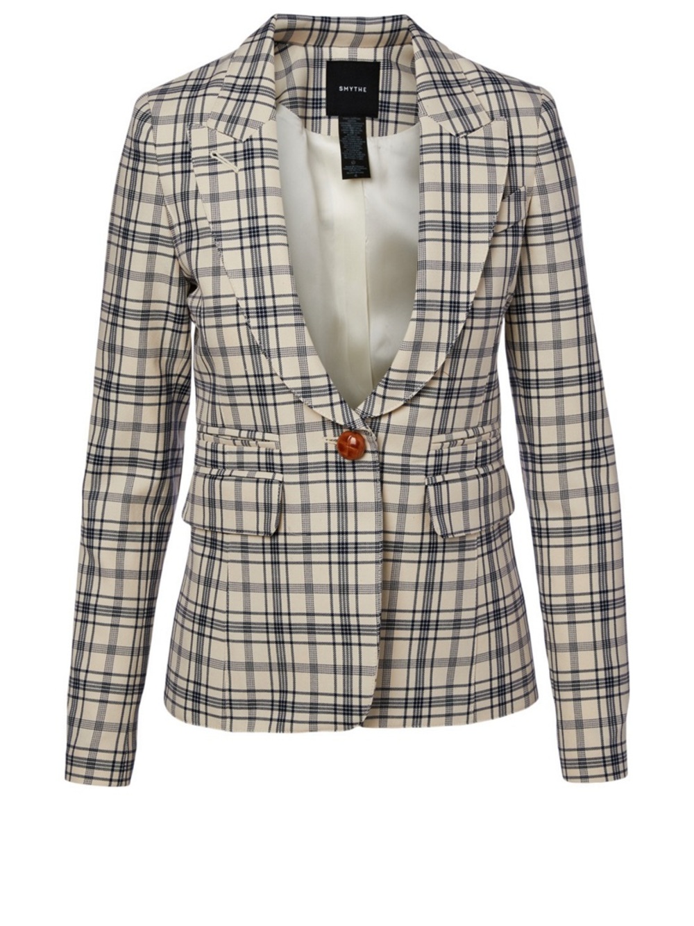 Smythe Peaked Lapel Plaid Blazer